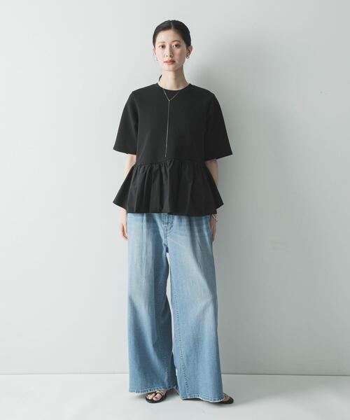 URBAN RESEARCH(アーバンリサーチ)の「ドッキングペプラムカットソー(Tシャツ/カットソー・レディース・グレー系その他/ブラック・FREE)」の7枚目の写真