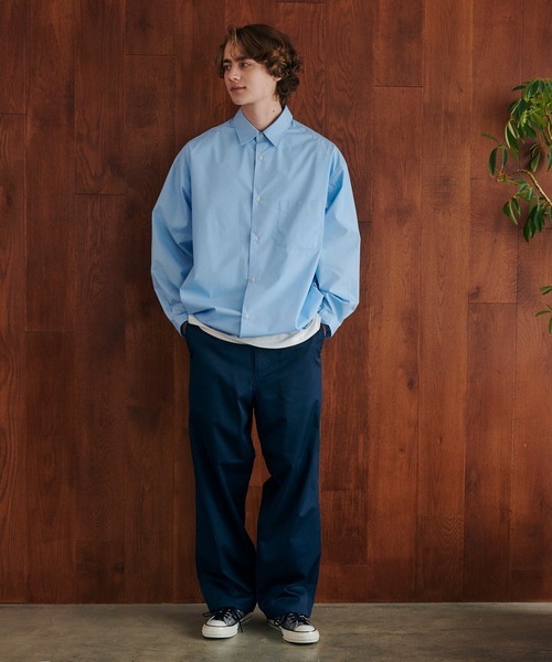 MAISON CLUB（メゾンクラブ）の「【MAISON CLUB】Broad Drawcord Box Shirt / ブロードドローコードボックスシャツ（シャツ/ブラウス・メンズ・サックスブルー/ブラック系1/ホワイト/ネイビー/サックスブルー系1/ブラウン系1/ブラック系その他2/グレイッシュベージュ/ブラック・L/M）」の11枚目の写真