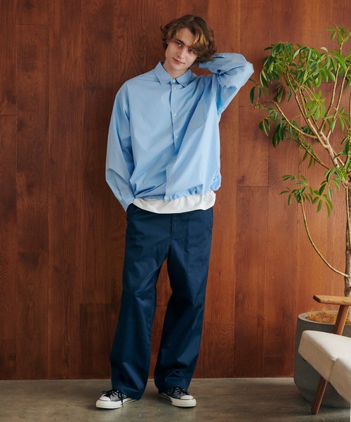 MAISON CLUB（メゾンクラブ）の「【MAISON CLUB】Broad Drawcord Box Shirt / ブロードドローコードボックスシャツ（シャツ/ブラウス・メンズ・サックスブルー/ブラック系1/ホワイト/ネイビー/サックスブルー系1/ブラウン系1/ブラック系その他2/グレイッシュベージュ/ブラック・L/M）」の12枚目の写真