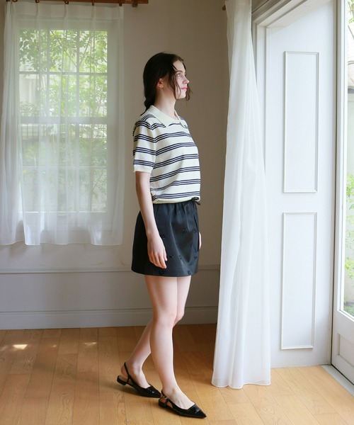 mic by Olu.(ミックバイオルドット)の「< ZOZOTOWN限定 >サテンビジュースカート(デニムスカート・レディース・アイボリー/ブラック・FREE)」の9枚目の写真