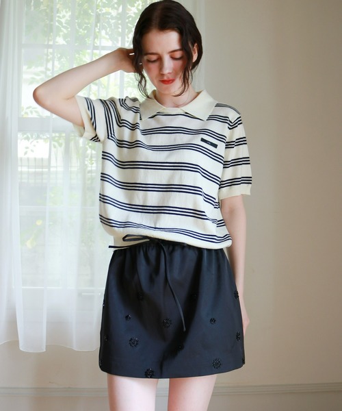 mic by Olu.(ミックバイオルドット)の「< ZOZOTOWN限定 >サテンビジュースカート(デニムスカート・レディース・アイボリー/ブラック・FREE)」の13枚目の写真