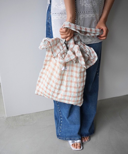SANSeLF(サンセルフ)の「【SANSeLF】チェックフリルトートバッグ saa26s066(トートバッグ・レディース・ピンク/グリーン/ホワイト・FREE)」の12枚目の写真