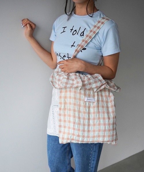 SANSeLF(サンセルフ)の「【SANSeLF】チェックフリルトートバッグ saa26s066(トートバッグ・レディース・ピンク/グリーン/ホワイト・FREE)」の10枚目の写真