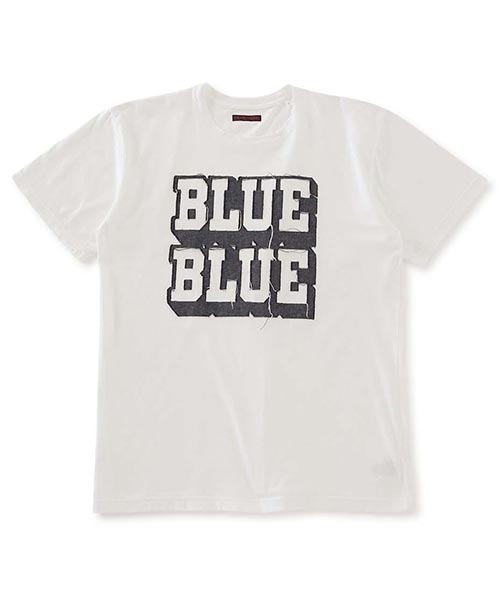 BLUE BLUE(ブルーブルー)の「ボンディングオパール カラーデニムTシャツ(Tシャツ/カットソー・メンズ・ホワイト/ネイビー・M/S/XL/L)」の1枚目の写真