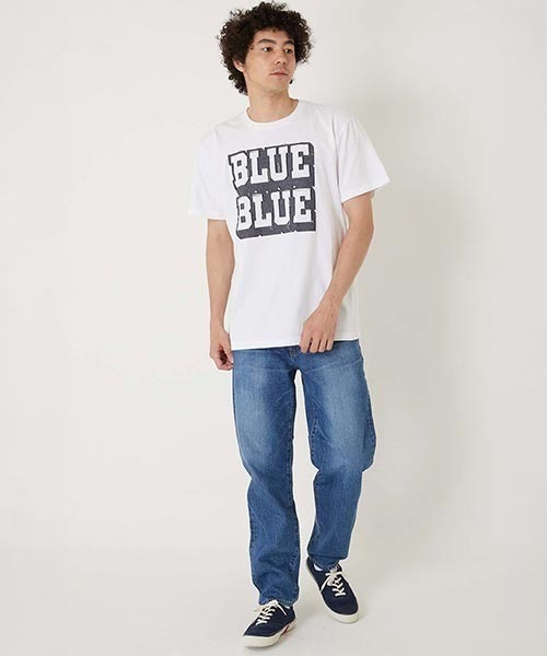 BLUE BLUE(ブルーブルー)の「ボンディングオパール カラーデニムTシャツ(Tシャツ/カットソー・メンズ・ホワイト/ネイビー・M/S/XL/L)」の4枚目の写真