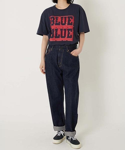 BLUE BLUE(ブルーブルー)の「ボンディングオパール カラーデニムTシャツ(Tシャツ/カットソー・メンズ・ホワイト/ネイビー・M/S/XL/L)」の14枚目の写真