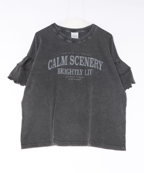 UNDERWRAPS(アンダーラップス)の「ピグメント加工 ロゴプリント 袖フリル 半袖Tシャツ(Tシャツ/カットソー・レディース・グリーン/ブラック/ブルー・L/M)」の6枚目の写真