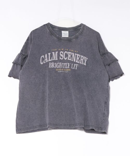 UNDERWRAPS(アンダーラップス)の「ピグメント加工 ロゴプリント 袖フリル 半袖Tシャツ(Tシャツ/カットソー・レディース・グリーン/ブラック/ブルー・L/M)」の10枚目の写真
