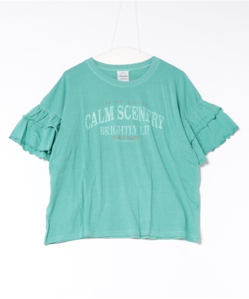 UNDERWRAPS(アンダーラップス)の「ピグメント加工 ロゴプリント 袖フリル 半袖Tシャツ(Tシャツ/カットソー・レディース・グリーン/ブラック/ブルー・L/M)」の17枚目の写真