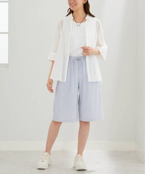 BELLUNA PLUS(ベルーナ)の「ヒンヤリ爽快!ゆったりハーフパンツ(その他パンツ・レディース・チャコール/サックスブルー・X-LARGE/MEDIUM/LARGE)」の14枚目の写真
