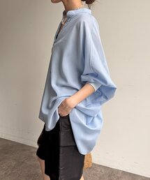 リネン混袖リブドルマンシャツ