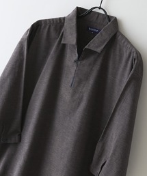【BLUE STANDARD/ブルースタンダード】コットンリネンミックス 7分袖スキッパーシャツ リラックスフィット 麻混 通気性 清涼感 吸水速乾 紫外線対策