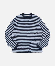 STRIPE KNIT LONG SLEEVE _ NAVY