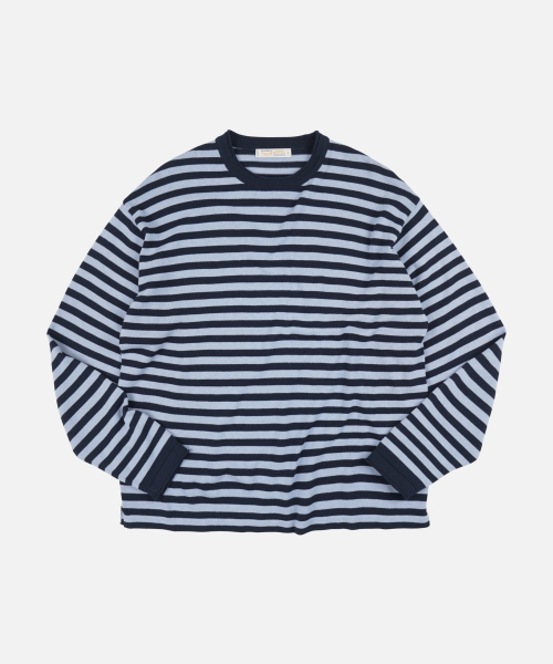 FRIZMWORKS(フリズムワークス)の「STRIPE KNIT LONG SLEEVE _ NAVY(ニット/セーター・メンズ・その他・SMALL/MEDIUM/LARGE/X-LARGE)」の1枚目の写真