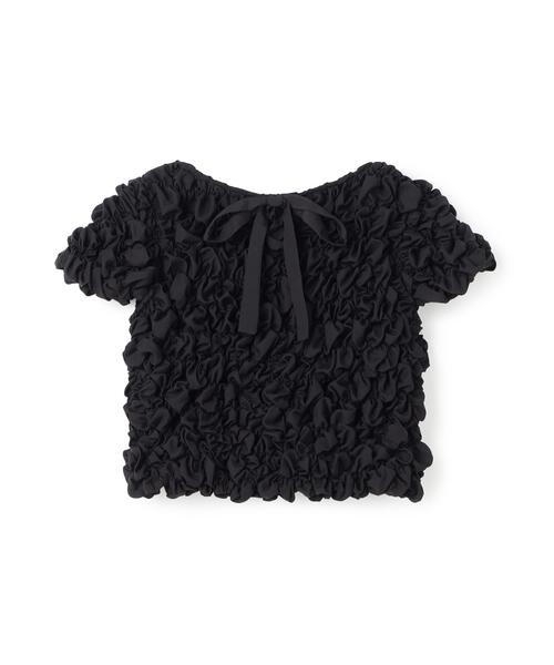 NATURAL BEAUTY BASIC（ナチュラルビューティーベーシック）の「バックリボンシャーリングブラウス（シャツ/ブラウス・レディース・オフホワイト/ブラック・FREE）」の3枚目の写真