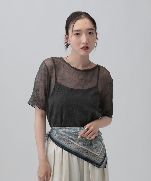 LEPSIM（レプシィム）の「シアープリーツデザインSS　839831（Tシャツ/カットソー・レディース・チャコールグレー/ブルー/ライム/アイボリー・FREE）」の3枚目の写真