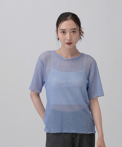 LEPSIM（レプシィム）の「シアープリーツデザインSS　839831（Tシャツ/カットソー・レディース・チャコールグレー/ブルー/ライム/アイボリー・FREE）」の4枚目の写真