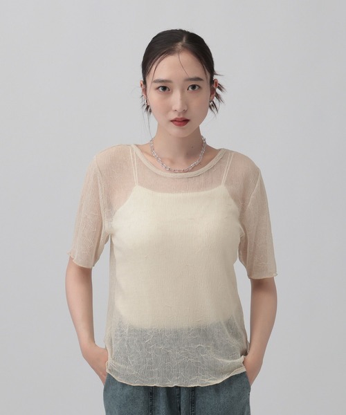 LEPSIM（レプシィム）の「シアープリーツデザインSS　839831（Tシャツ/カットソー・レディース・チャコールグレー/ブルー/ライム/アイボリー・FREE）」の2枚目の写真