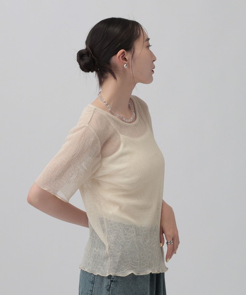 LEPSIM（レプシィム）の「シアープリーツデザインSS　839831（Tシャツ/カットソー・レディース・チャコールグレー/ブルー/ライム/アイボリー・FREE）」の17枚目の写真