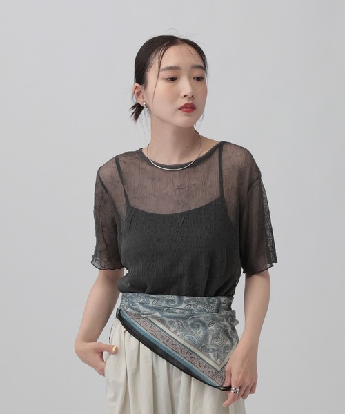 LEPSIM（レプシィム）の「シアープリーツデザインSS　839831（Tシャツ/カットソー・レディース・チャコールグレー/ブルー/ライム/アイボリー・FREE）」の22枚目の写真