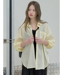 See Through Unbalance Shirt - YELLOW