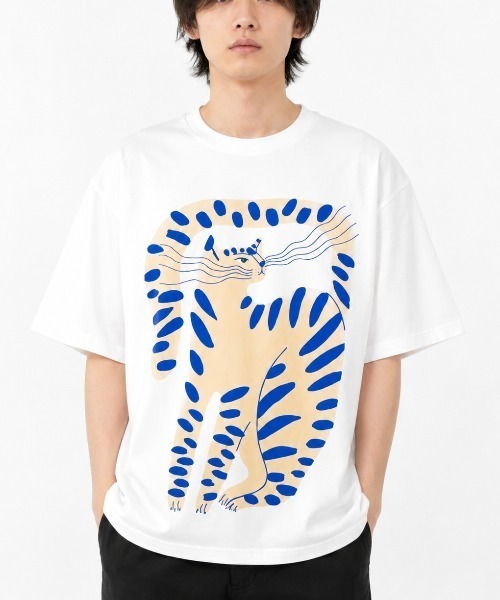 FreeZone(フリーゾーン)の「アートプリントオーバーサイズTシャツ(Tシャツ/カットソー・メンズ・ブラック/ピンク/ホワイト・F)」の2枚目の写真