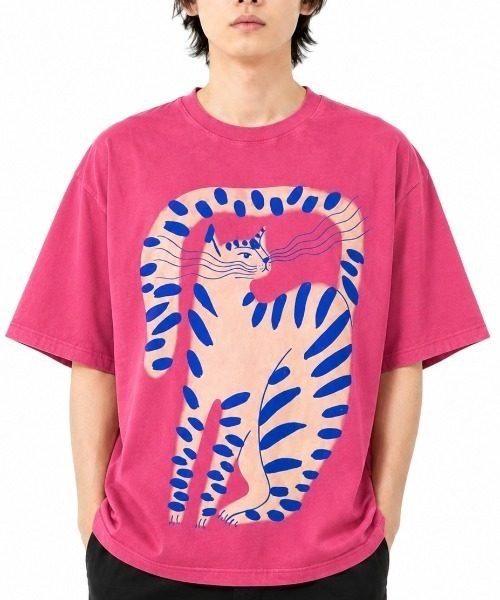 FreeZone(フリーゾーン)の「アートプリントオーバーサイズTシャツ(Tシャツ/カットソー・メンズ・ブラック/ピンク/ホワイト・F)」の3枚目の写真