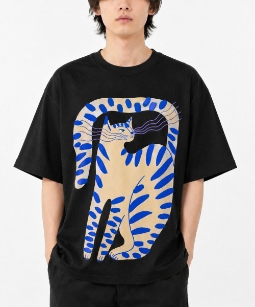 FreeZone(フリーゾーン)の「アートプリントオーバーサイズTシャツ(Tシャツ/カットソー・メンズ・ブラック/ピンク/ホワイト・F)」の1枚目の写真
