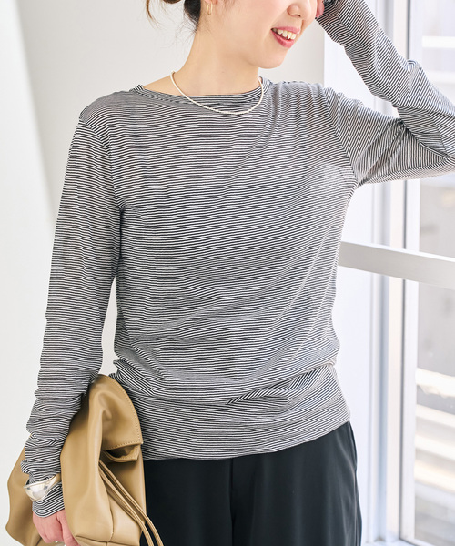 Spick & Span(スピックアンドスパン)の「《新色有り / 追加》シアーボートネックプルオーバー(Tシャツ/カットソー・レディース・その他1/マルチ/ホワイト・FREE)」の3枚目の写真