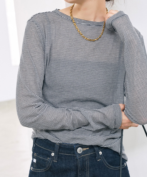 Spick & Span(スピックアンドスパン)の「《新色有り / 追加》シアーボートネックプルオーバー(Tシャツ/カットソー・レディース・その他1/マルチ/ホワイト・FREE)」の4枚目の写真