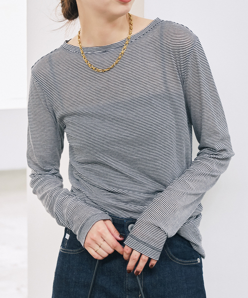 Spick & Span(スピックアンドスパン)の「《新色有り / 追加》シアーボートネックプルオーバー(Tシャツ/カットソー・レディース・その他1/マルチ/ホワイト・FREE)」の5枚目の写真