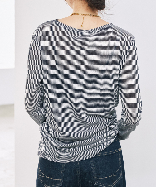 Spick & Span(スピックアンドスパン)の「《新色有り / 追加》シアーボートネックプルオーバー(Tシャツ/カットソー・レディース・その他1/マルチ/ホワイト・FREE)」の6枚目の写真