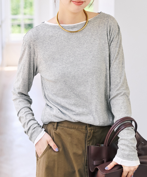 Spick & Span(スピックアンドスパン)の「《新色有り / 追加》シアーボートネックプルオーバー(Tシャツ/カットソー・レディース・その他1/マルチ/ホワイト・FREE)」の8枚目の写真