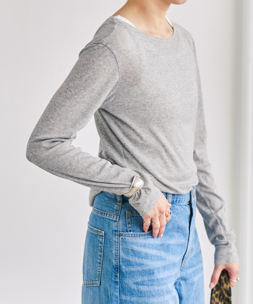Spick & Span(スピックアンドスパン)の「《新色有り / 追加》シアーボートネックプルオーバー(Tシャツ/カットソー・レディース・その他1/マルチ/ホワイト・FREE)」の13枚目の写真