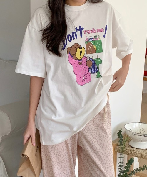 LAC-VERT(ラック・ヴェール)の「カラフルベアTシャツ(Tシャツ/カットソー・レディース・ホワイト/グレー・FREE)」の4枚目の写真