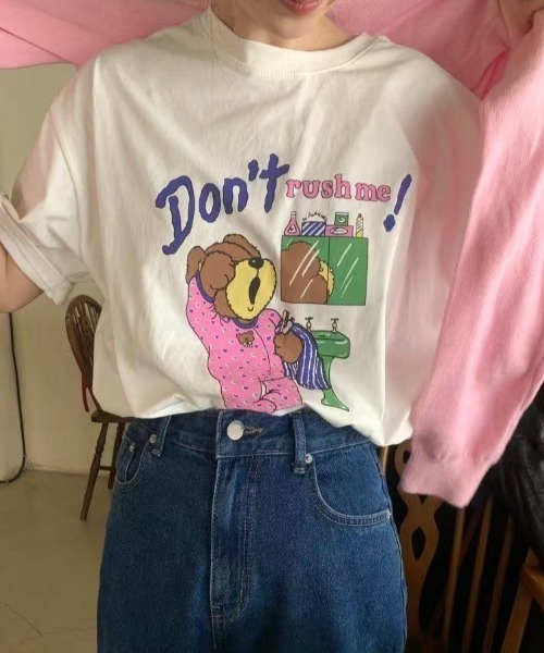 LAC-VERT(ラック・ヴェール)の「カラフルベアTシャツ(Tシャツ/カットソー・レディース・ホワイト/グレー・FREE)」の10枚目の写真