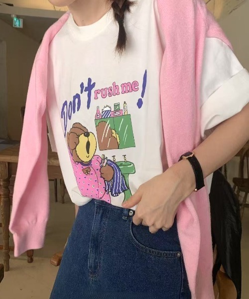 LAC-VERT(ラック・ヴェール)の「カラフルベアTシャツ(Tシャツ/カットソー・レディース・ホワイト/グレー・FREE)」の8枚目の写真