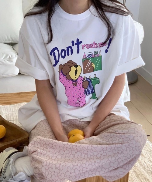 LAC-VERT(ラック・ヴェール)の「カラフルベアTシャツ(Tシャツ/カットソー・レディース・ホワイト/グレー・FREE)」の5枚目の写真