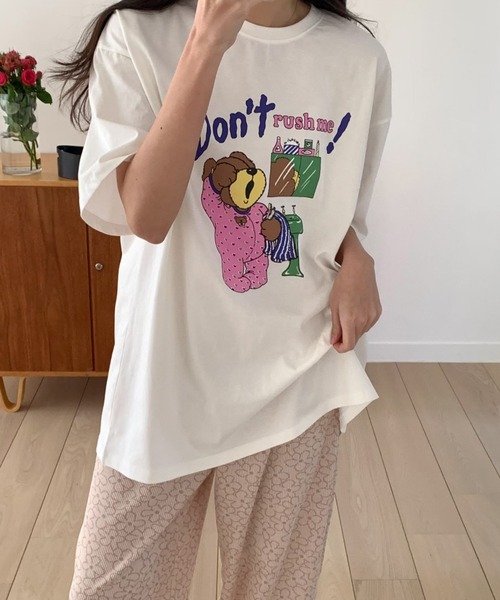 LAC-VERT(ラック・ヴェール)の「カラフルベアTシャツ(Tシャツ/カットソー・レディース・ホワイト/グレー・FREE)」の3枚目の写真