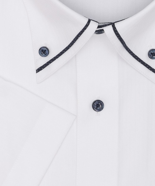 TOKYO SHIRTS（トウキョウシャツ）の「【超形態安定】【吸水速乾】 形態安定ノンアイロン ボタンダウン 半袖ビジネスワイシャツ（ビジネスシャツ・メンズ・ホワイト・首回り37cm/首回り39cm/首回り41cm/首回り42cm/首回り43cm）」の3枚目の写真
