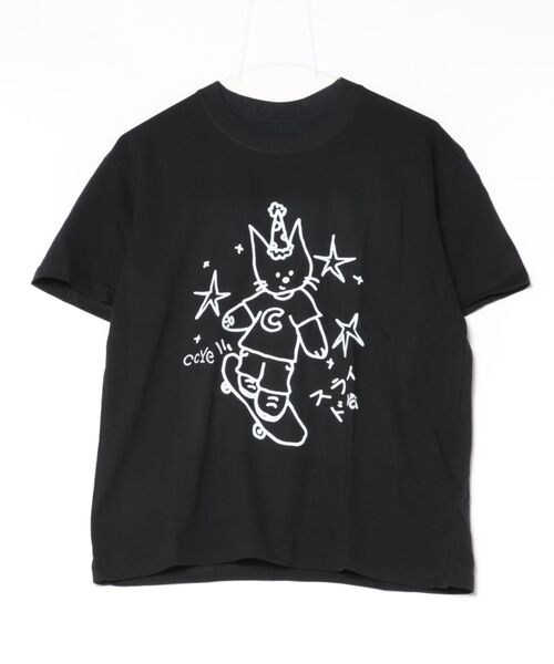 AsRiRe(アスリレイ)の「ドローイングエンジェルプリントTシャツ(Tシャツ/カットソー・レディース・ホワイト/ブラック・M)」の2枚目の写真