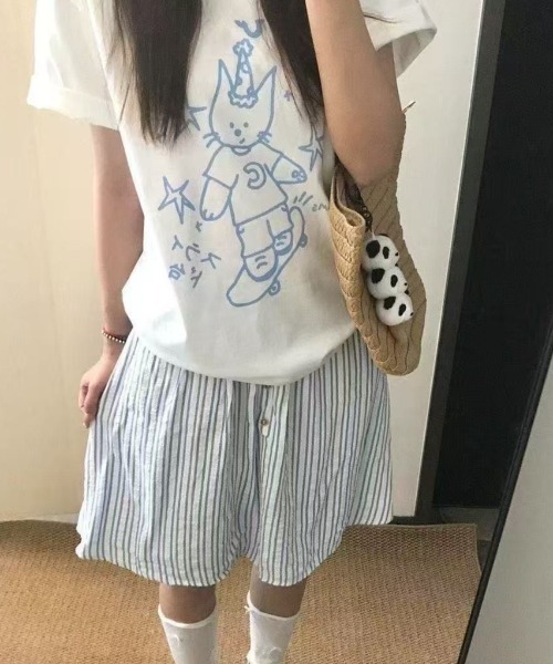 AsRiRe(アスリレイ)の「ドローイングエンジェルプリントTシャツ(Tシャツ/カットソー・レディース・ホワイト/ブラック・M)」の5枚目の写真