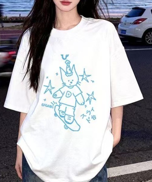AsRiRe(アスリレイ)の「ドローイングエンジェルプリントTシャツ(Tシャツ/カットソー・レディース・ホワイト/ブラック・M)」の10枚目の写真