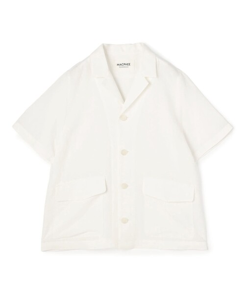 MACPHEE（マカフィー）の「フレンチリネンスラブ オープンカラーシャツ（シャツ/ブラウス・レディース・ホワイト/カーキ・36）」の2枚目の写真