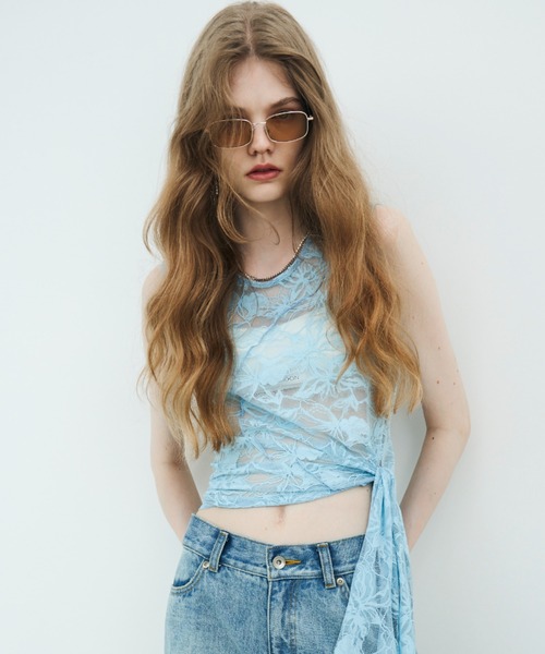 JOSE MOON(ジョゼムーン)の「FRILL LACE TANK/フリルレースタンク(タンクトップ・レディース・ホワイト/ブラック/サックスブルー・FREE)」の20枚目の写真