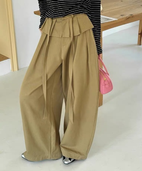 Vipoa(ヴィポア)の「Frill layered relaxy pants(その他パンツ・レディース・ベージュ/ホワイト/チャコールグレー/ライトベージュ・FREE)」の12枚目の写真