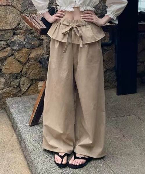 Vipoa(ヴィポア)の「Frill layered relaxy pants(その他パンツ・レディース・ベージュ/ホワイト/チャコールグレー/ライトベージュ・FREE)」の9枚目の写真