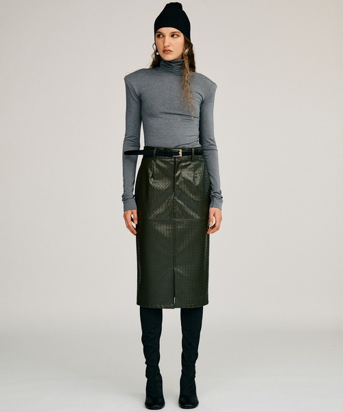 PRANK PROJECT(プランクプロジェクト)の「【2026Autumn Pre-Order】ベルトコンビフェイクレザースカート / Belt Combination Faux Leather Skirt(スカート・レディース・カーキ/ブラウン/ブラック・38/36)」の6枚目の写真