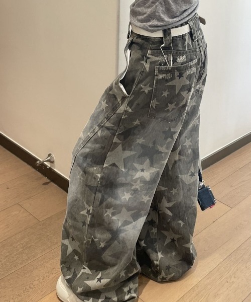 Teem Store(チームストア)の「星柄 スターウォッシュ加工ワイドデニム(デニムパンツ・レディース・その他・L/M)」の9枚目の写真