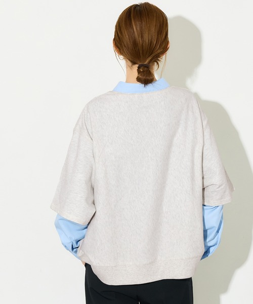 coca(coca)(コカ)の「ミニ裏毛刺繍ロゴ5部丈ワイドスウェットTシャツ(Tシャツ/カットソー・レディース・オートミール/ダークブラウン・L/M/S)」の10枚目の写真